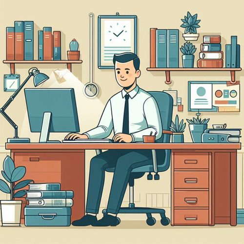 an employee in the office